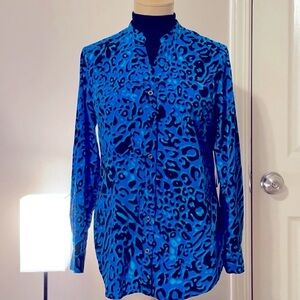 Style & Co Petite Blouse M Blue & Black